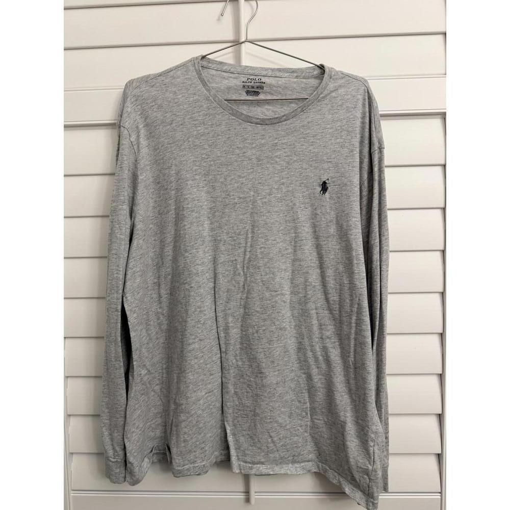 Polo Ralph‎ Lauren Men’s long-sleeve crewneck t-shirt in gray heather size Large